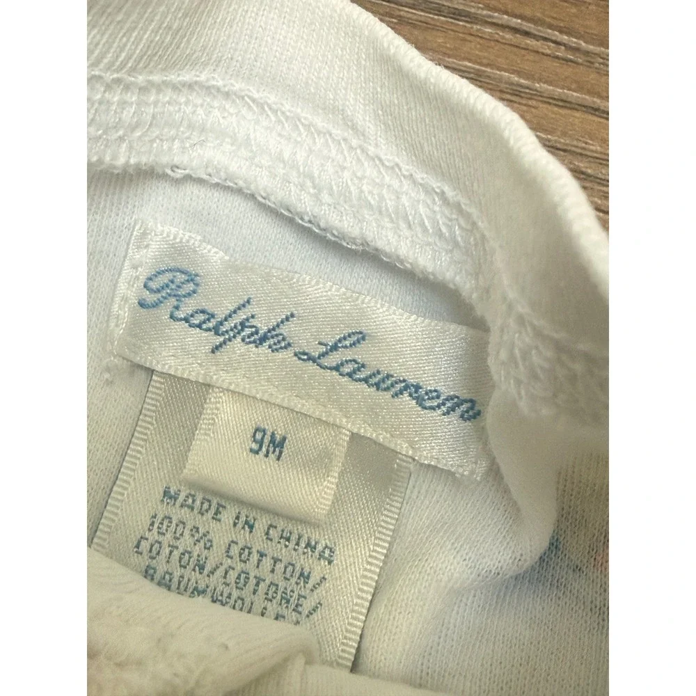 Ralph Lauren Baby Boys Nautical Polo Bear Sailboat Henley Romper White 9M